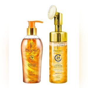 Vitamin C & E Facial Toner and Hydrating Lava Foam Cleanser - Gold/Orange